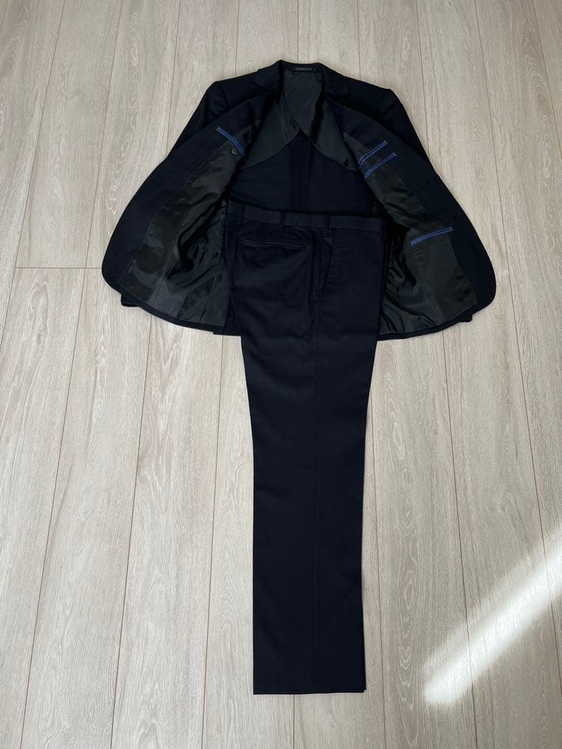 MICHEL ミッシェルクランスーツ 濃紺チェック（黒色）スリーピース