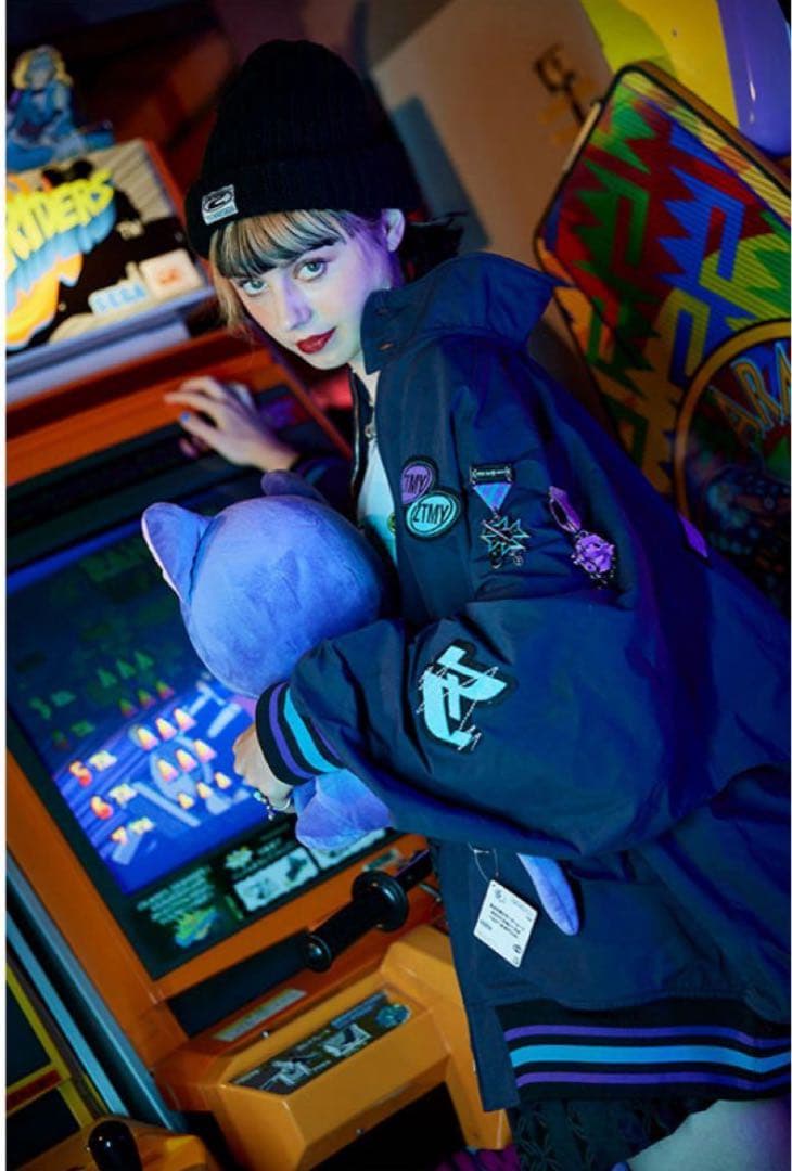 ずっと真夜中でいいのに ずとまよ　テクノプア バーシティジャケット ネイビー L