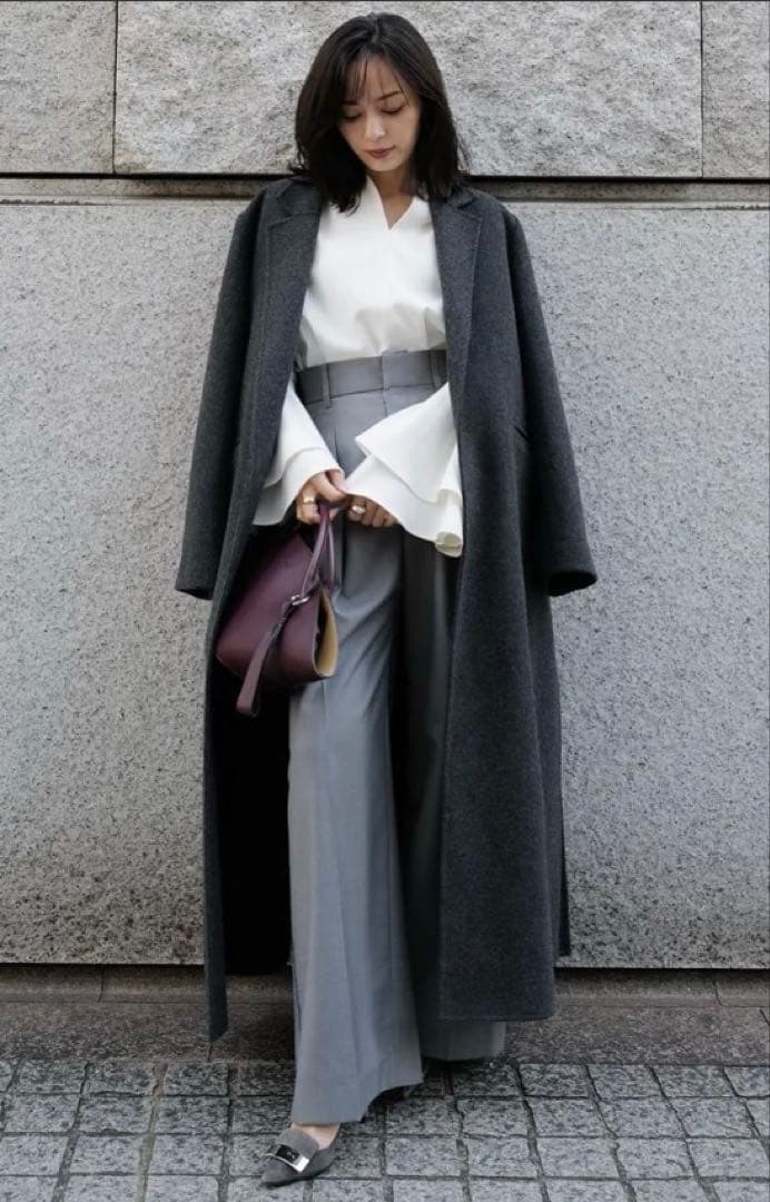 anuans リバーロングチェスターコート （CHARCOALGREY）