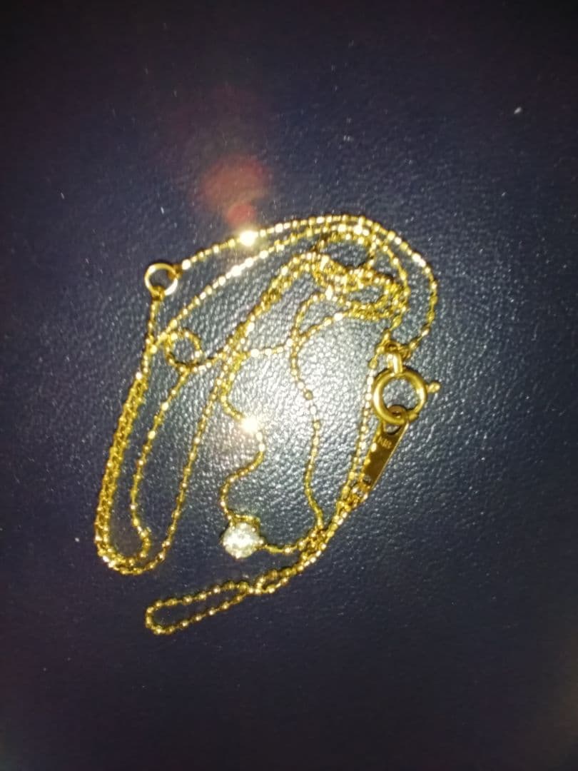 k18一粒ダイヤ0.09ctネックレス ボールチェーン