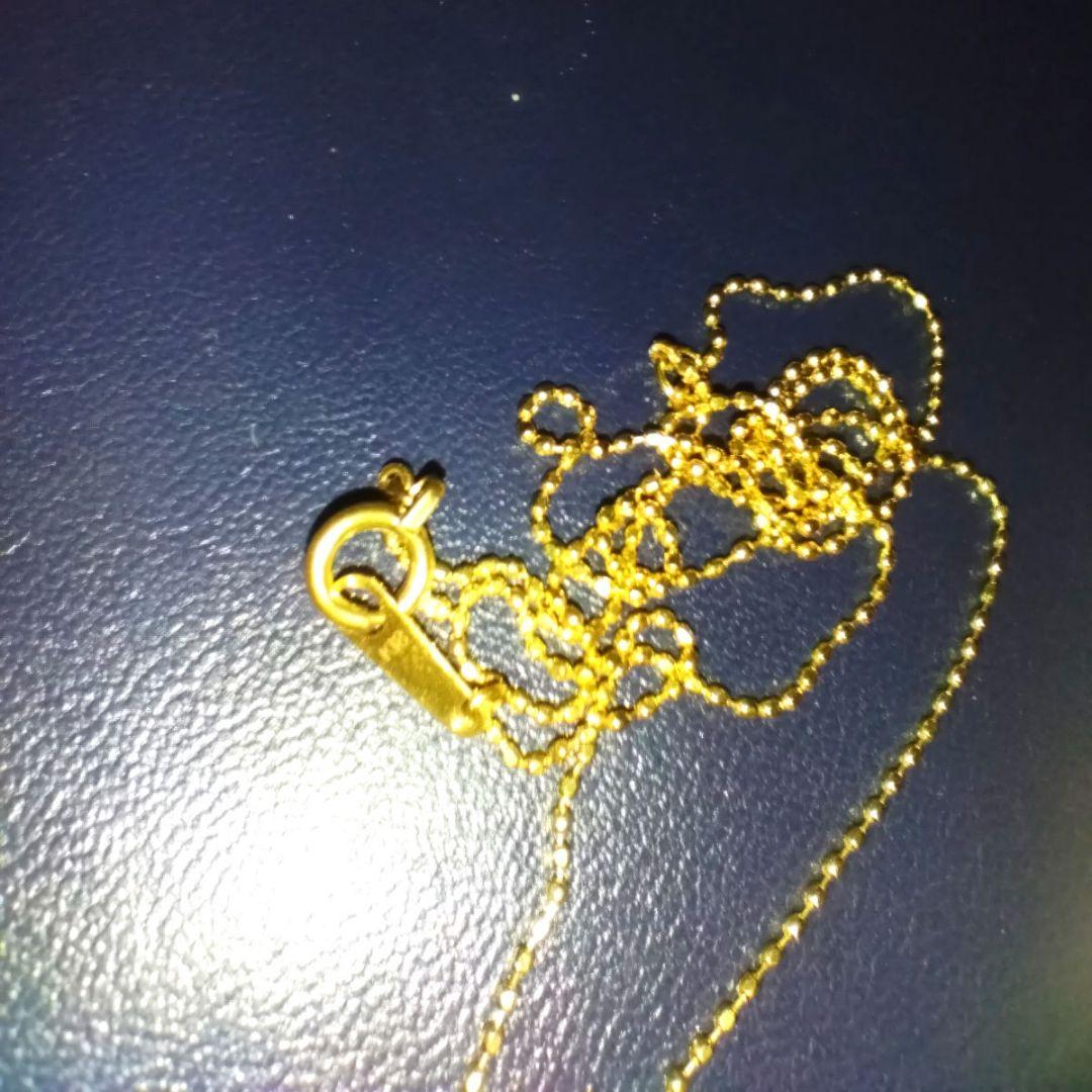 k18一粒ダイヤ0.09ctネックレス ボールチェーン