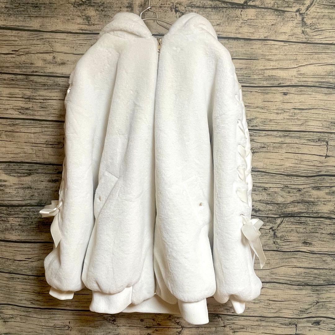 リボンうさみみファーブルゾン ホワイト 0