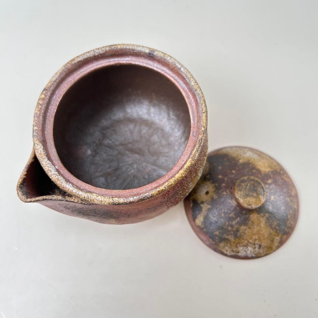 野村一郎 宝瓶 陶印 煎茶道具 茶器 茶道具 共箱 手作り赤褐色陶器茶器