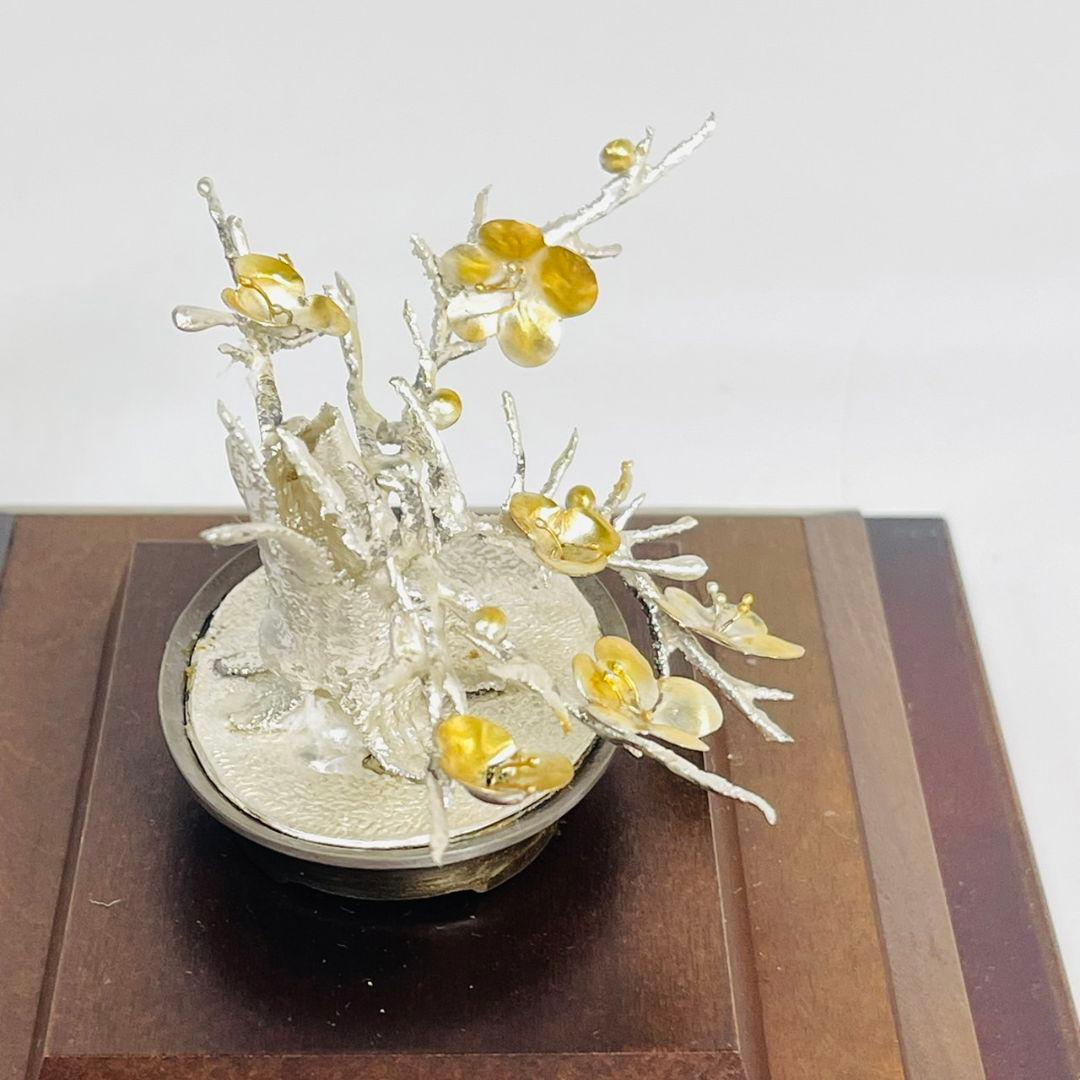 純銀 梅 光則作 純銀製梅 飾り 純銀飾り 梅　銀細工 日本工芸品 工芸品レア