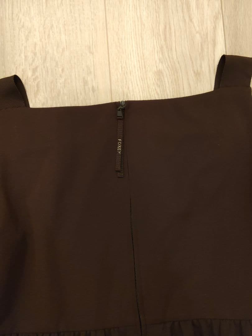 FOXEY NEW YORK ノースリーブ ティアード　ワンピース ブラウン
