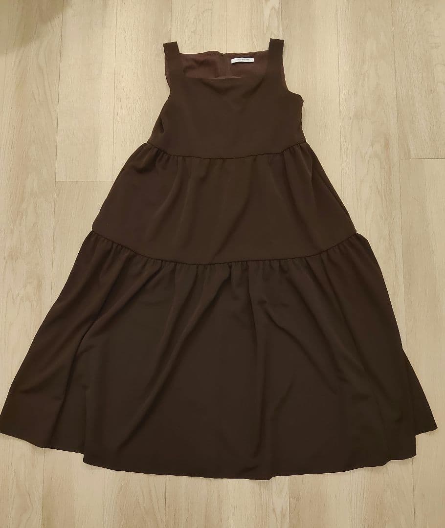 FOXEY NEW YORK ノースリーブ ティアード　ワンピース ブラウン