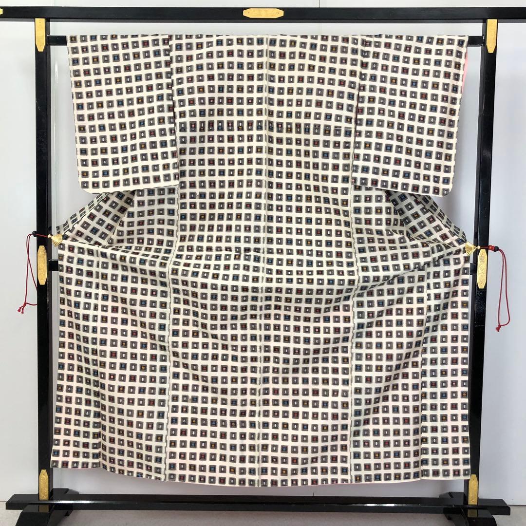 アンティーク着物 銘仙 幾何学模様 AK-5107