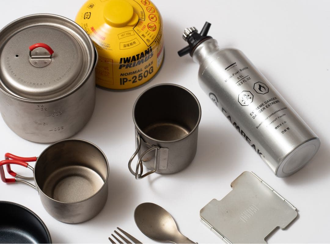 アウトドア クッカーセット 軽量　エバニュー、プリムス等