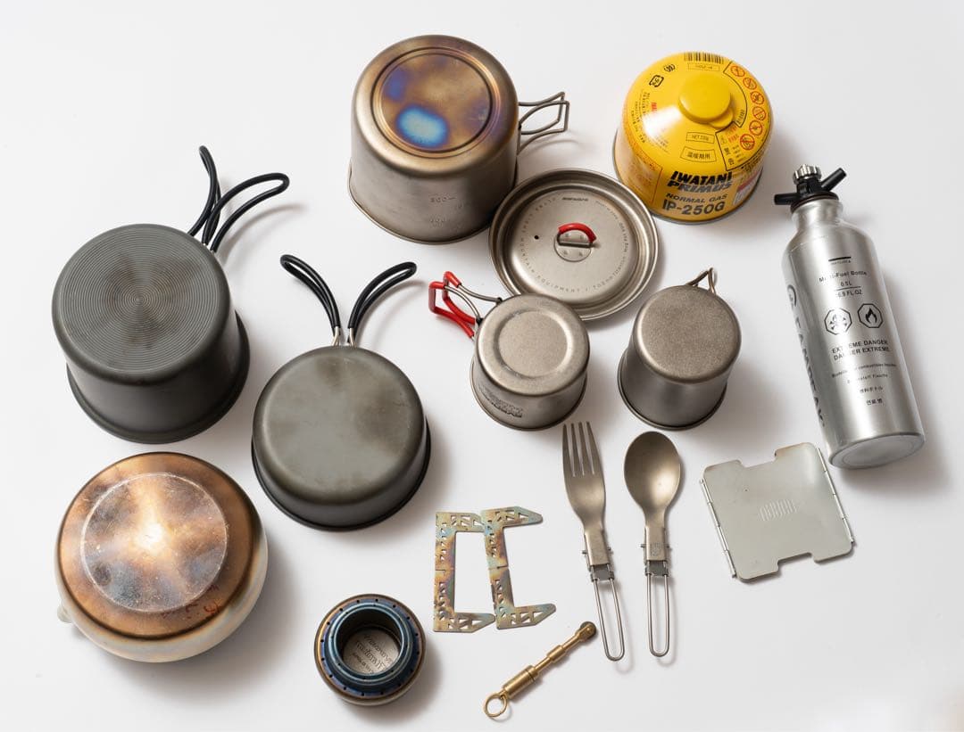 アウトドア クッカーセット 軽量　エバニュー、プリムス等