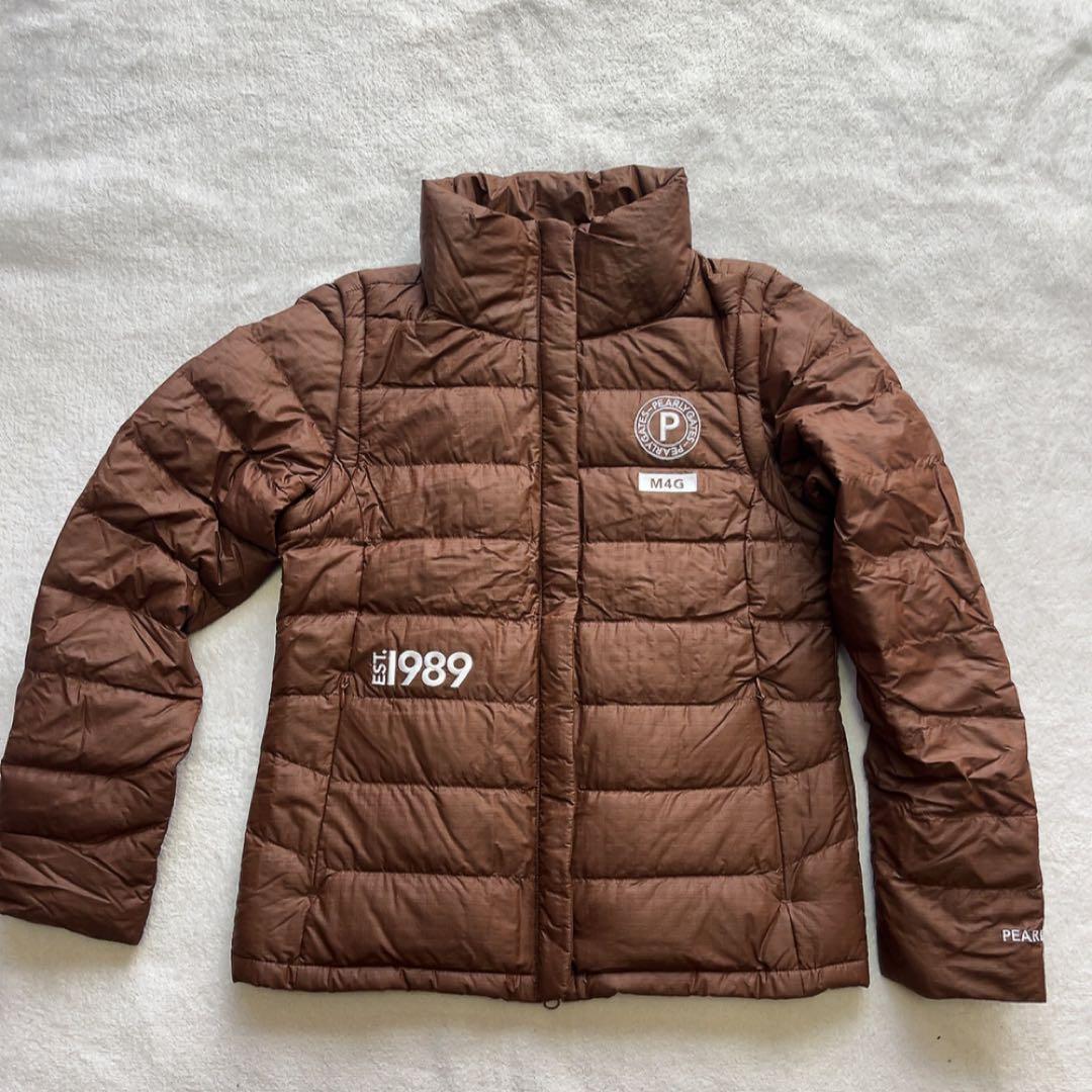 未使用級　近年　パーリーゲイツ 　ダウン　ジャケット　ベスト　フード　ブラウン