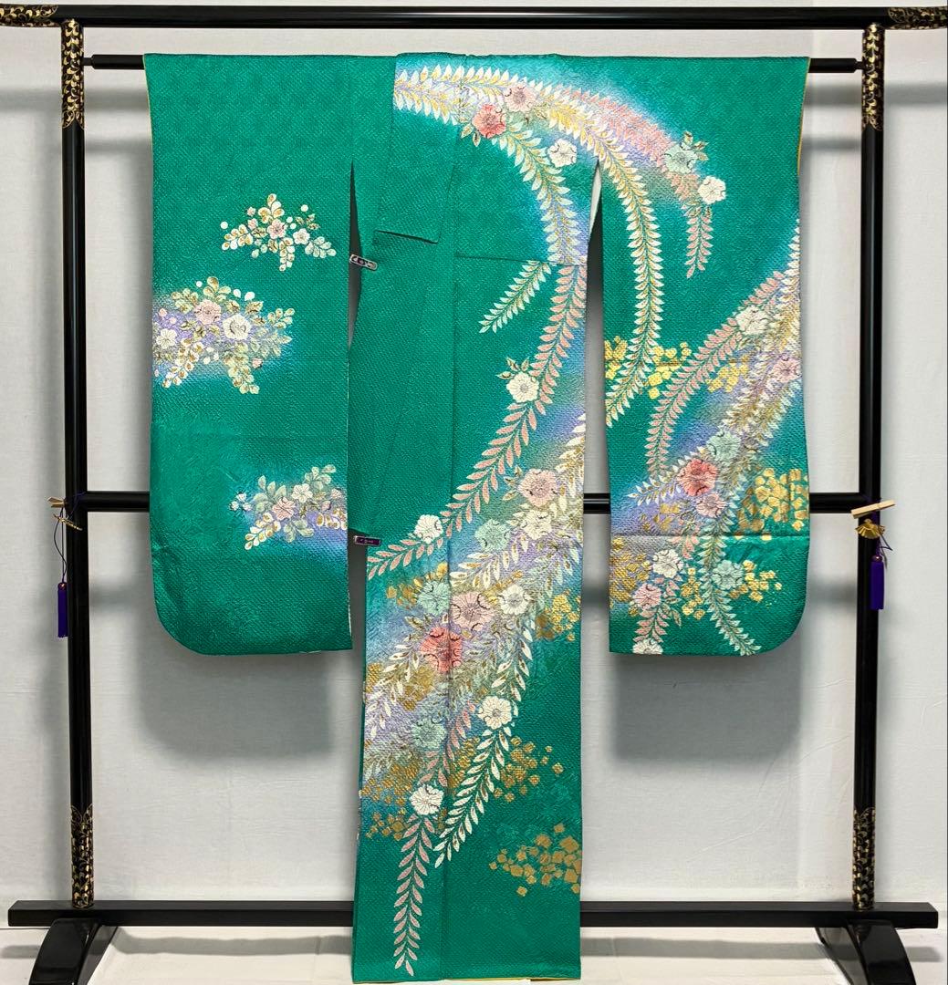 D166 振袖　藤娘きぬたや　やまと誂製　総絞り　辻ヶ花　正絹　着物　袷　極美品