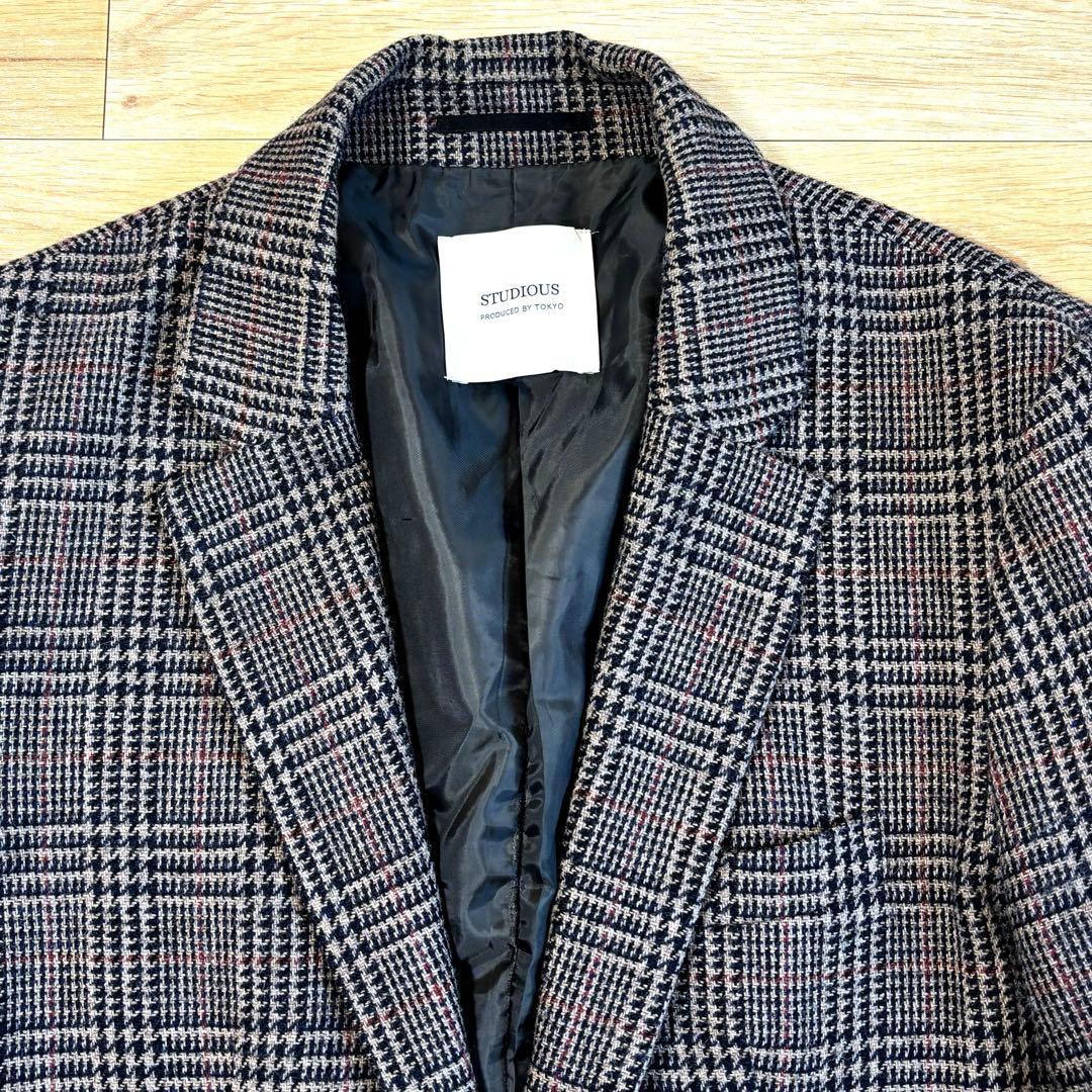 STUDIOUS ウールチェスターコート グレンチェック Lサイズ