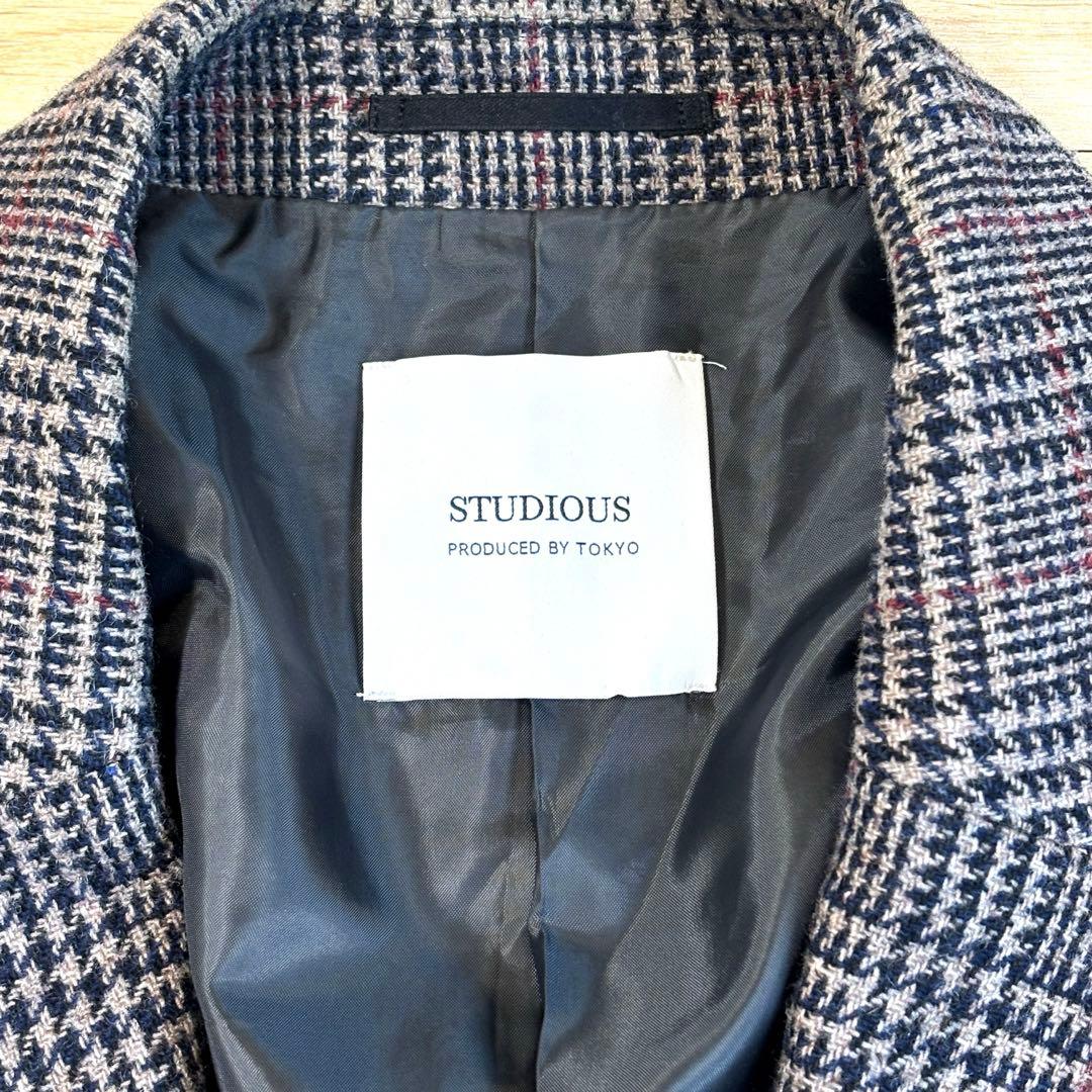 STUDIOUS ウールチェスターコート グレンチェック Lサイズ