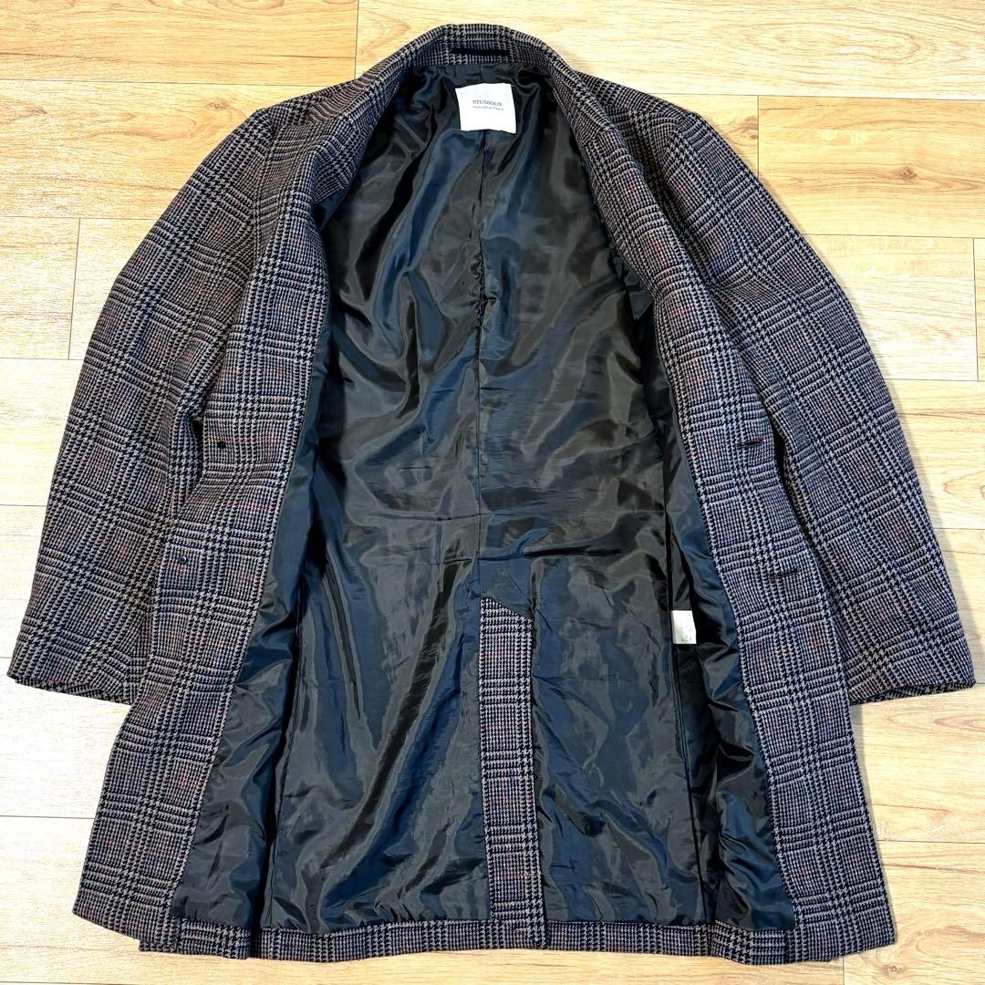 STUDIOUS ウールチェスターコート グレンチェック Lサイズ