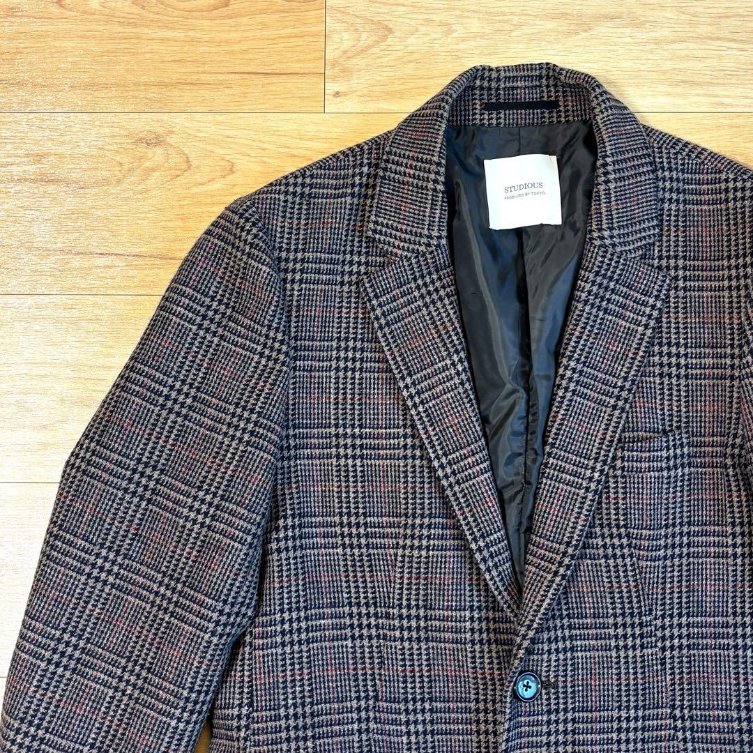 STUDIOUS ウールチェスターコート グレンチェック Lサイズ