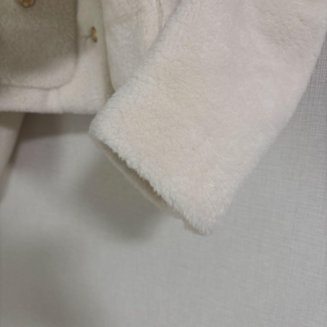 美品 Rirandture ノーカラー ファージャケット コート もこもこ 白