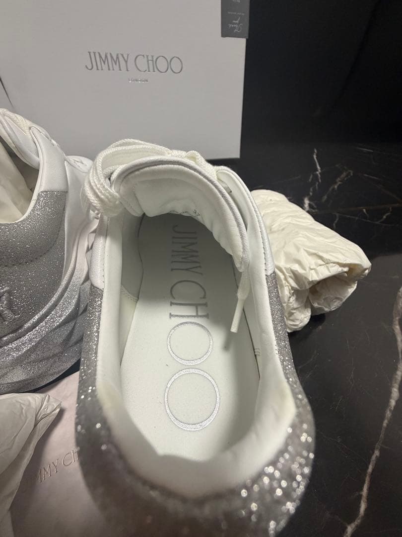 新品未使用 JIMMY CHOO スニーカー ホワイトシルバー 37箱付き正規品