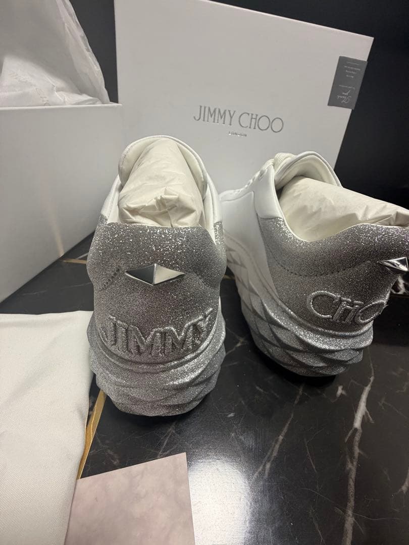 新品未使用 JIMMY CHOO スニーカー ホワイトシルバー 37箱付き正規品