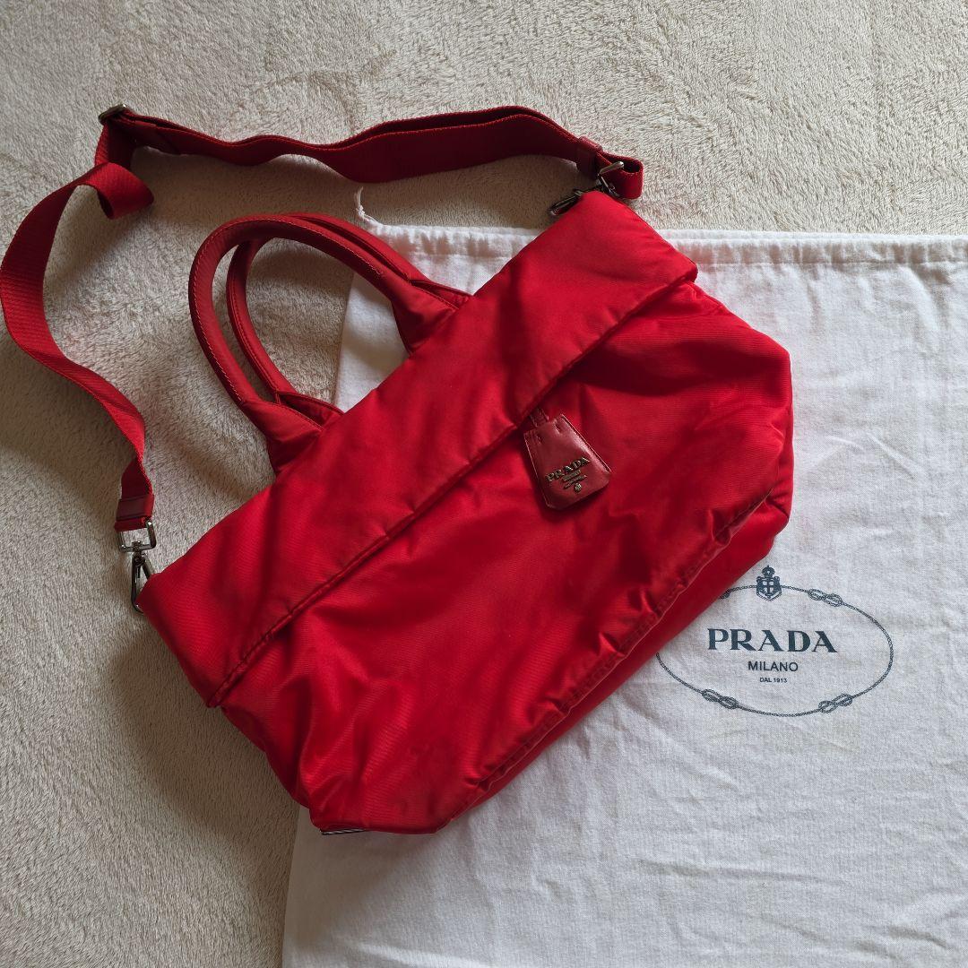 PRADA 赤 トート斜めがけ2wayバッグ