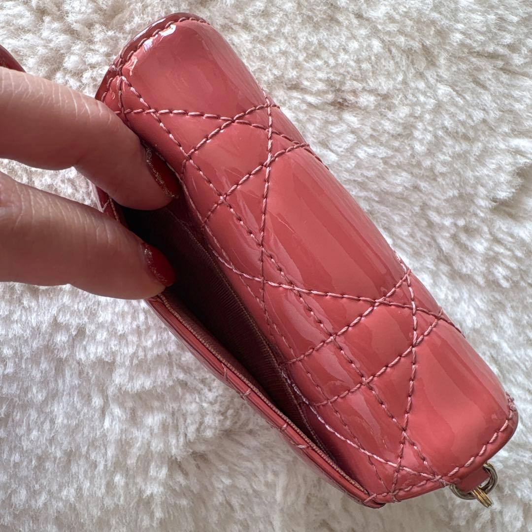 ミ*⁾様 DIORキルティング三つ折り財布 サーモンピンク