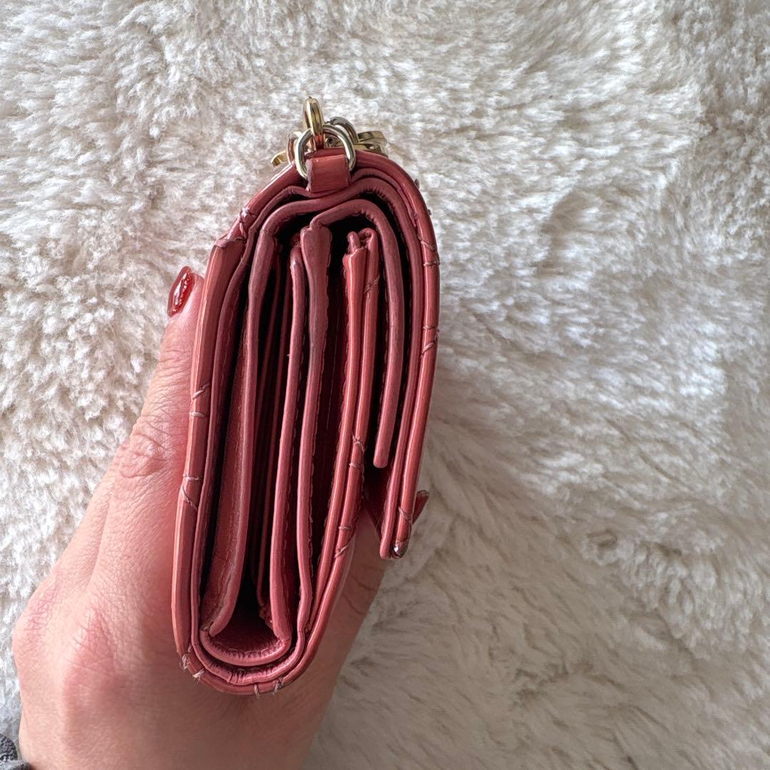 ミ*⁾様 DIORキルティング三つ折り財布 サーモンピンク