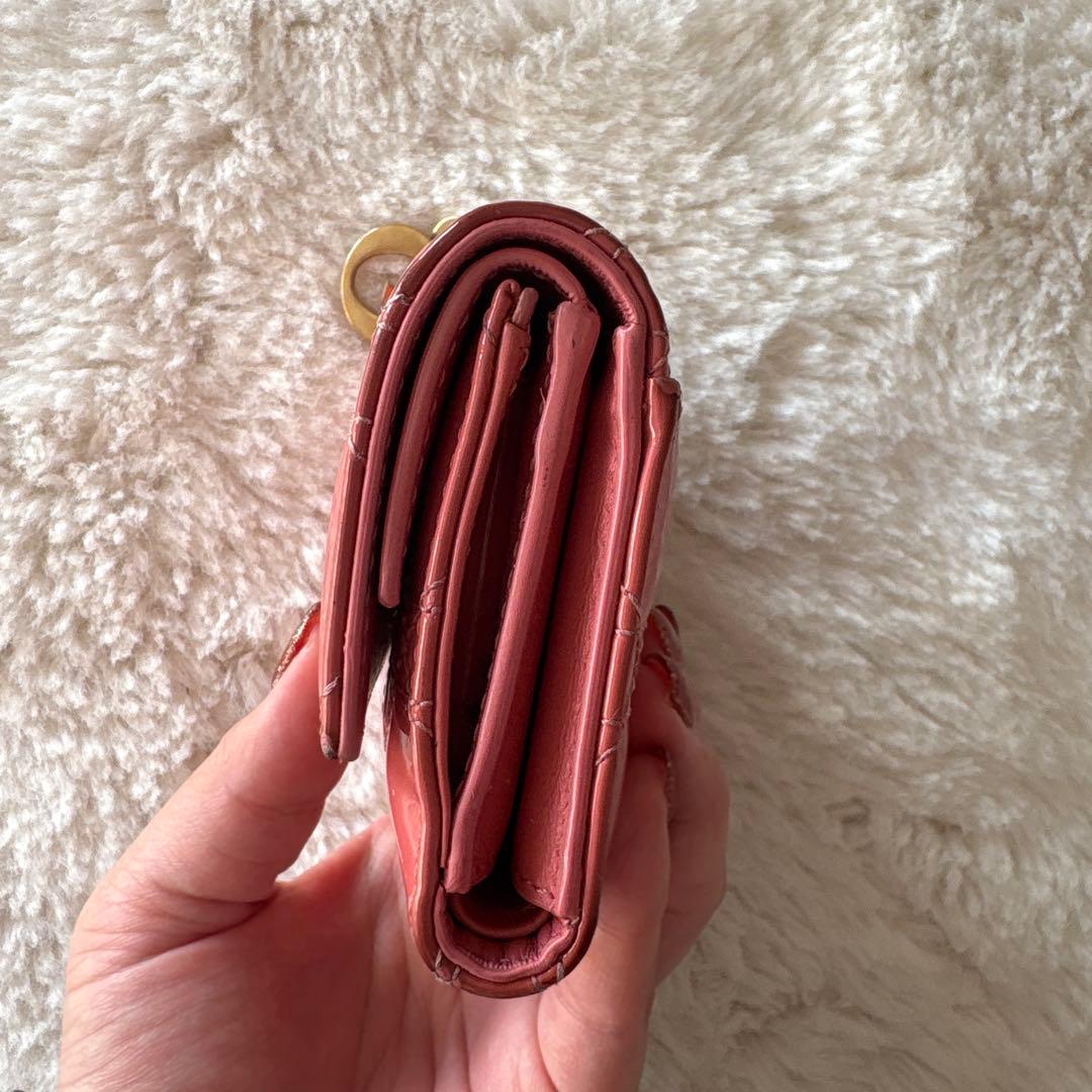 ミ*⁾様 DIORキルティング三つ折り財布 サーモンピンク