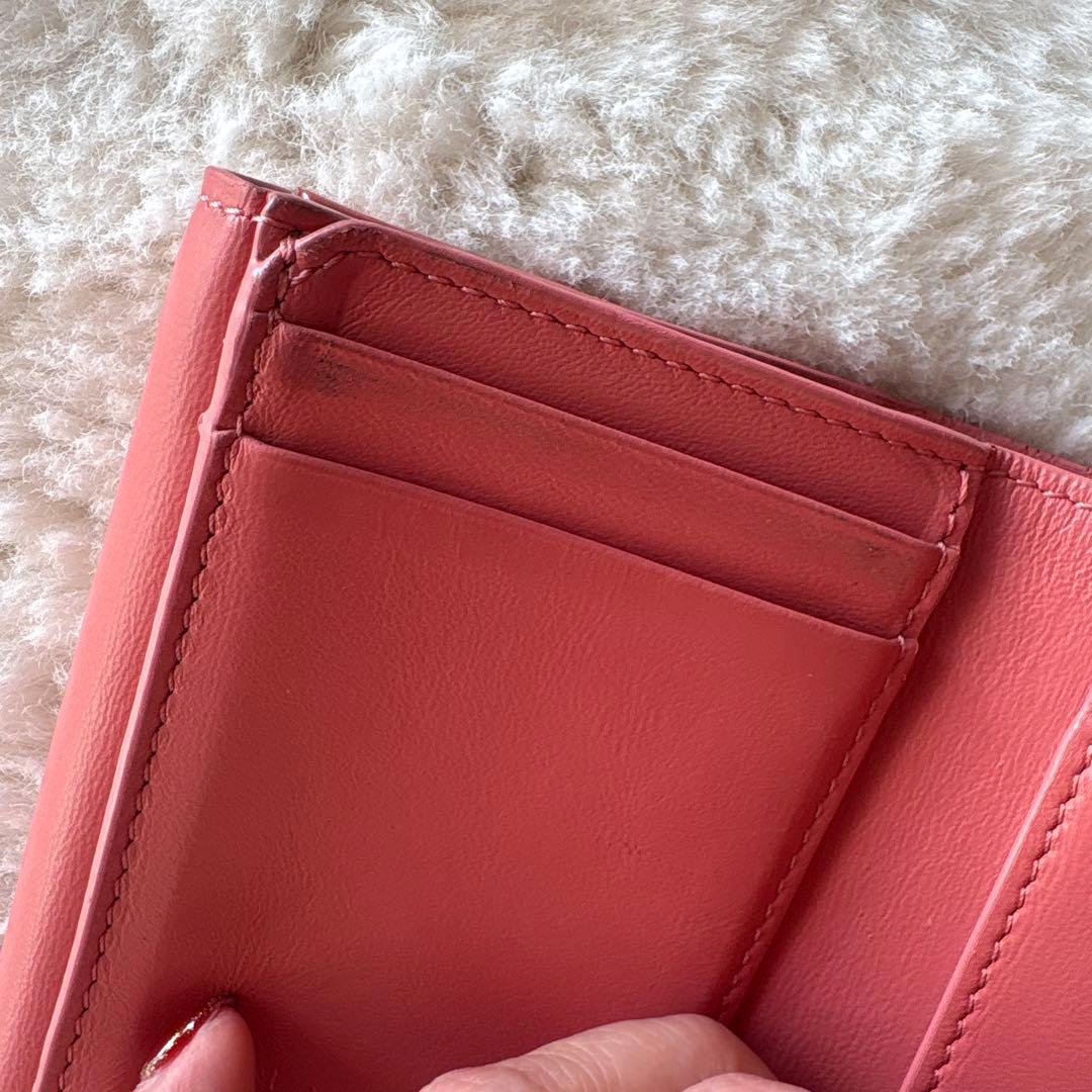 ミ*⁾様 DIORキルティング三つ折り財布 サーモンピンク