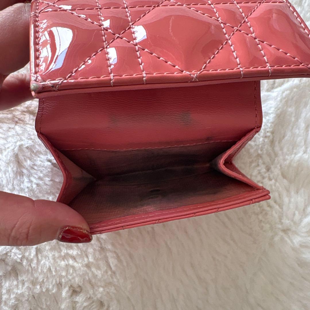 ミ*⁾様 DIORキルティング三つ折り財布 サーモンピンク