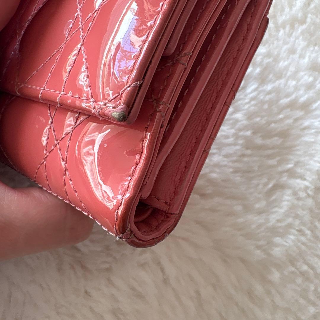 ミ*⁾様 DIORキルティング三つ折り財布 サーモンピンク