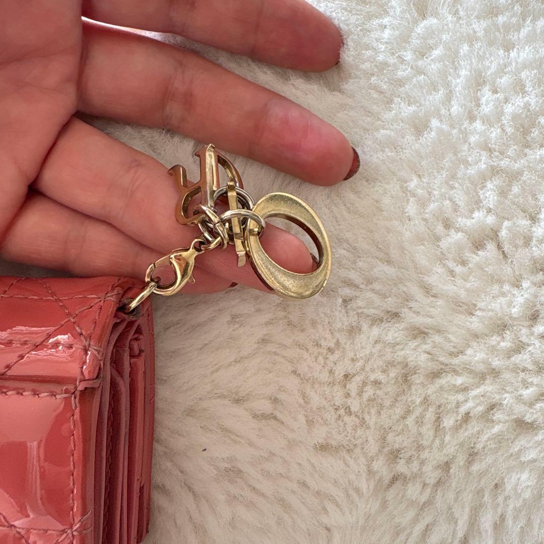 ミ*⁾様 DIORキルティング三つ折り財布 サーモンピンク