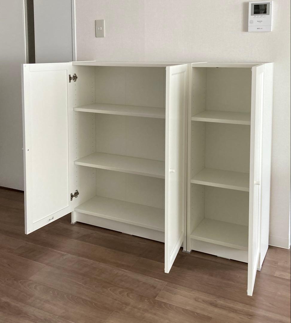 札幌引取 IKEA イケア Billy キャビネット ２点セット 本棚 扉付き