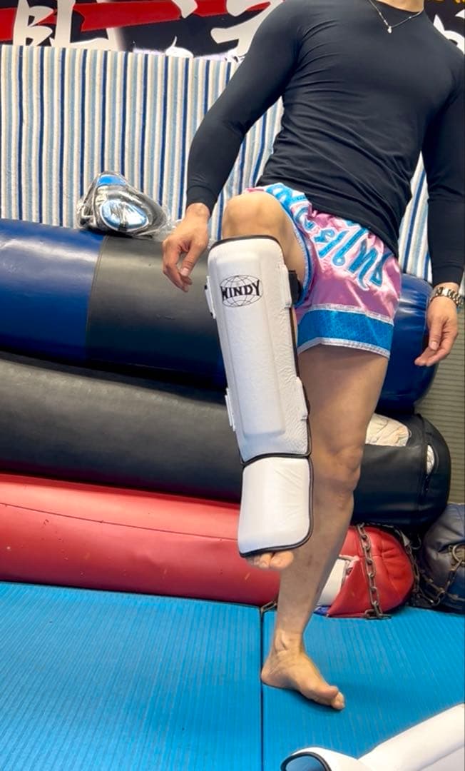 Windy レガース LPL 本革 本格的 ウィンディ キックボクシング 白