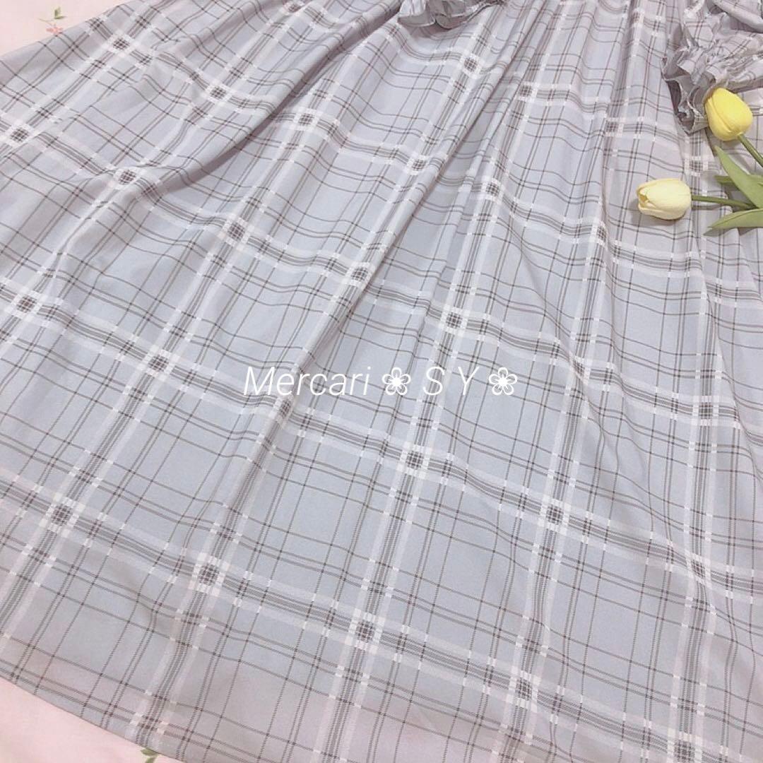 ❤︎4点セット❤︎ evelyn オリジナルチェックワンピース、水色界隈、量産型♩