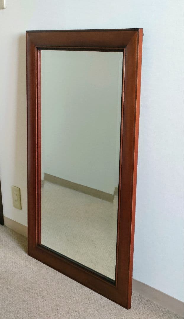 ドイツ家具アンティーク　マホガニー木製壁掛け鏡 大型105×65cm