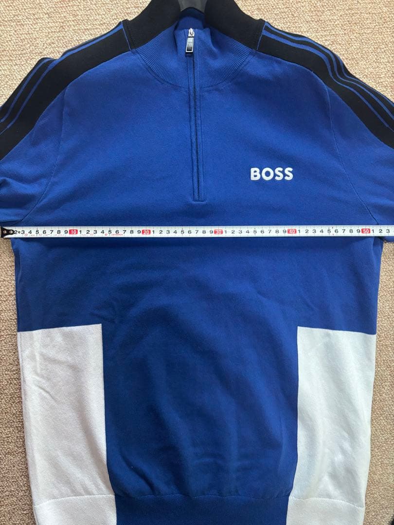 BOSS コットンブレンド セーター カラーブロック＆ロゴ