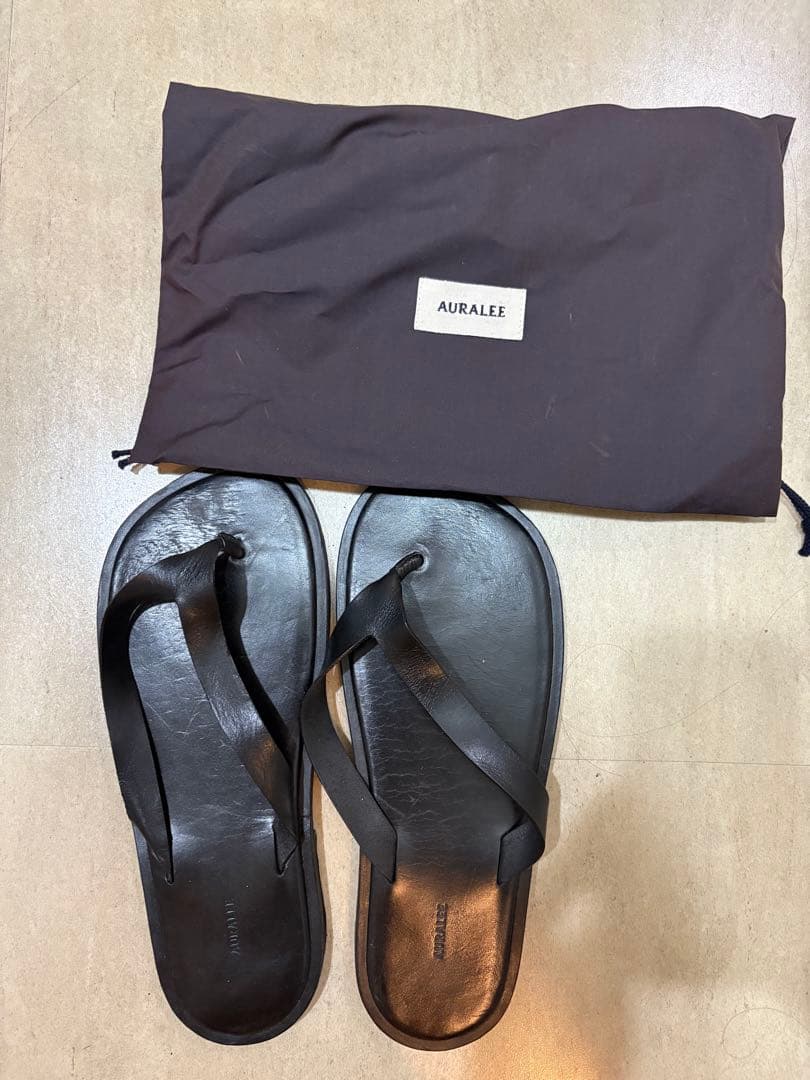 25ss AURALEE ブラック レザー サンダル
