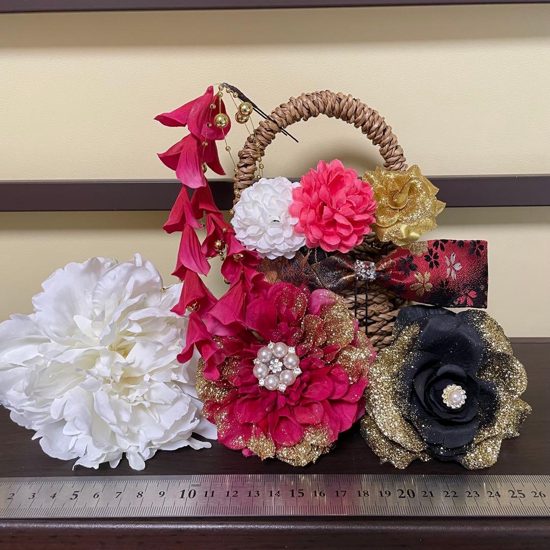 ピンク　和装髪飾り　振袖髪飾り　成人式髪飾り　色打掛髪飾り　結婚式髪飾り