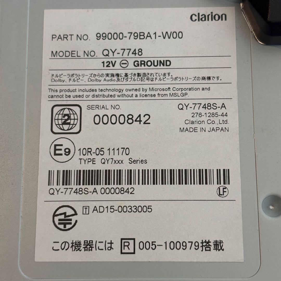 超美品★スズキ純正 7.7型大画面ナビ QY-7748 バックカメラ付フルセット