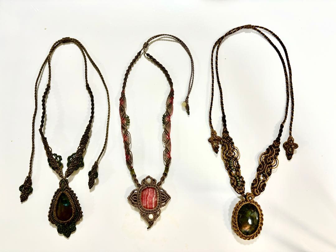 天然石 マクラメ編み ネックレス　3点まとめて