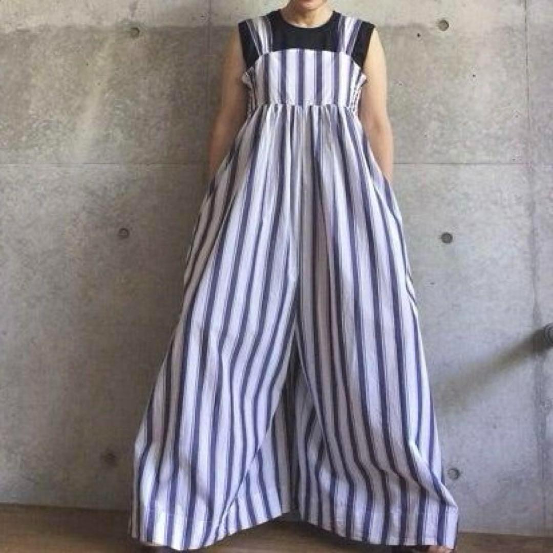❤️レア❤️ヌキテパ　ストライプコンビネゾン　オールインワン　ネイビー
