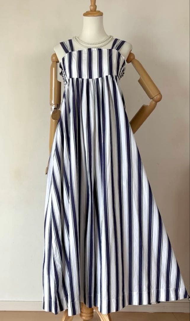 ❤️レア❤️ヌキテパ　ストライプコンビネゾン　オールインワン　ネイビー