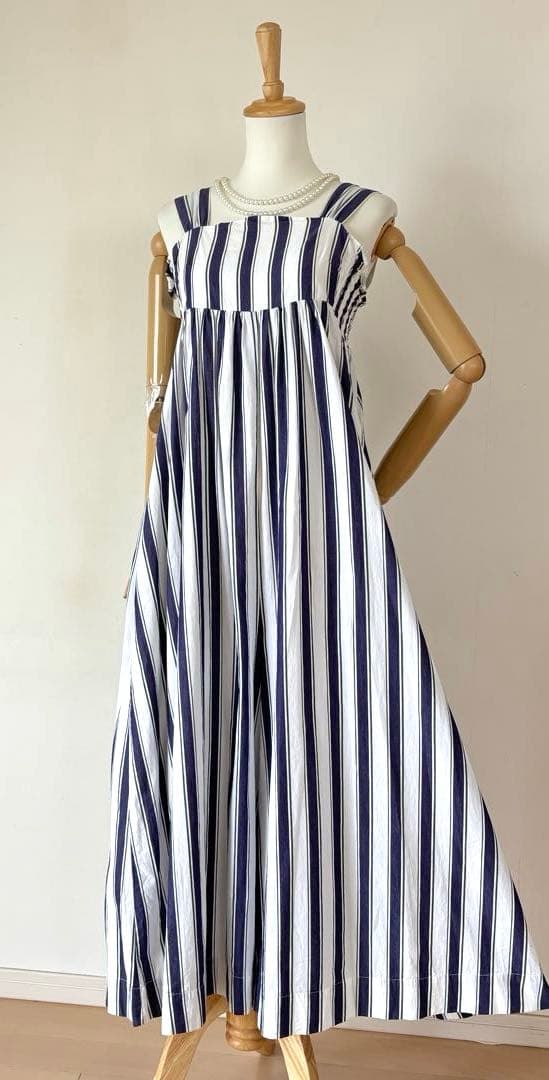 ❤️レア❤️ヌキテパ　ストライプコンビネゾン　オールインワン　ネイビー