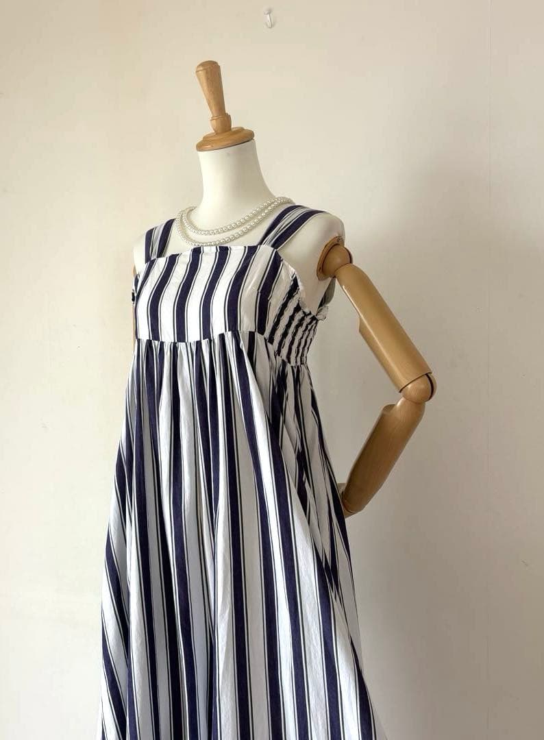 ❤️レア❤️ヌキテパ　ストライプコンビネゾン　オールインワン　ネイビー