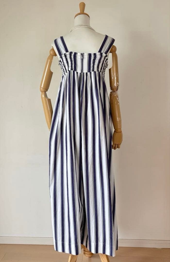 ❤️レア❤️ヌキテパ　ストライプコンビネゾン　オールインワン　ネイビー