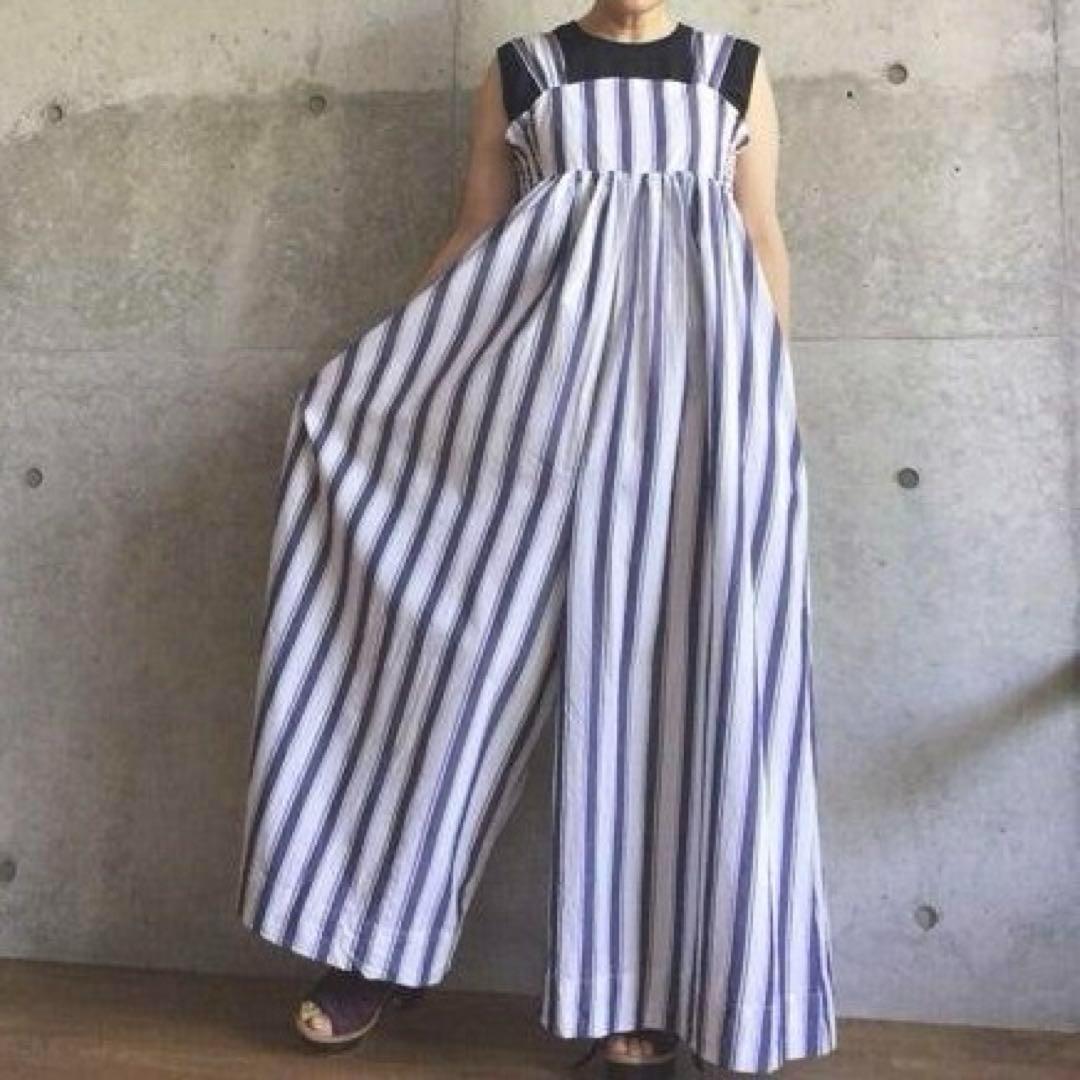 ❤️レア❤️ヌキテパ　ストライプコンビネゾン　オールインワン　ネイビー