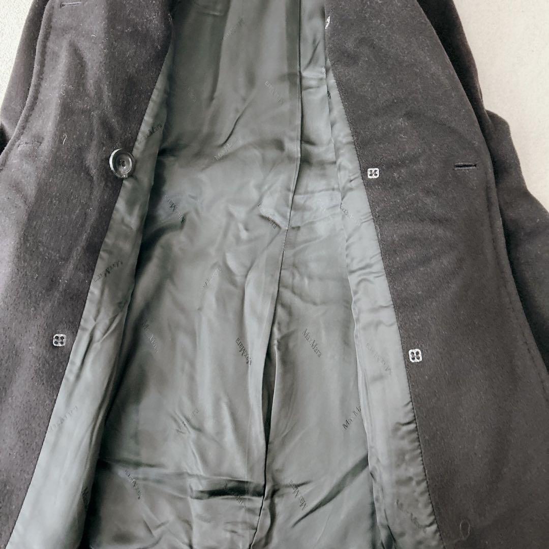 美品✨マックスマーラ ベルテッドコート 高級カシミヤ混 女優襟 ブラック 36