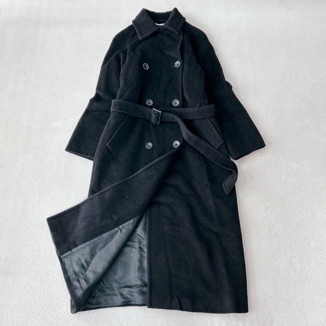 美品✨マックスマーラ ベルテッドコート 高級カシミヤ混 女優襟 ブラック 36