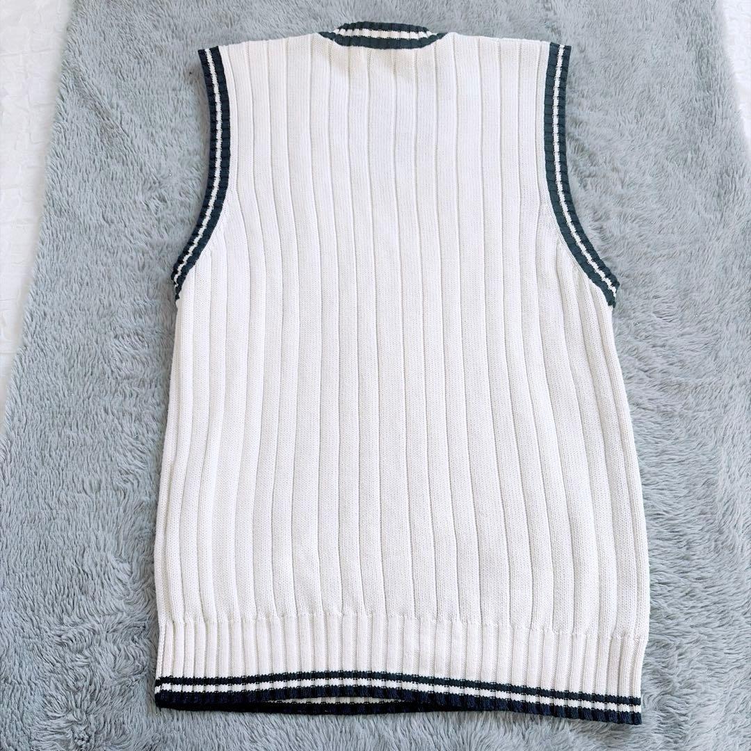 【イヴサンローラン】美品✨洗える ケーブルニット ベスト ロゴ刺繍入り