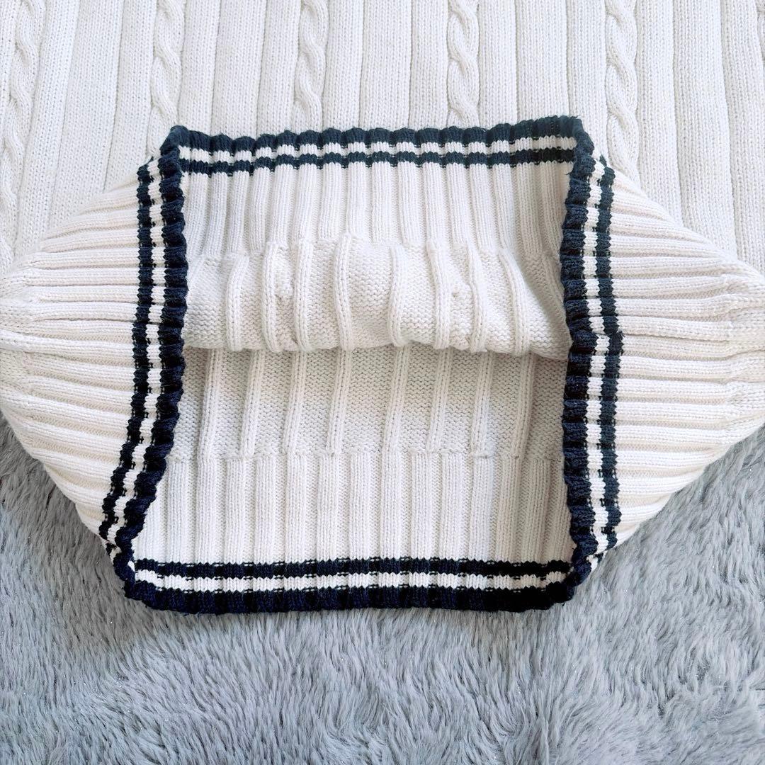 【イヴサンローラン】美品✨洗える ケーブルニット ベスト ロゴ刺繍入り