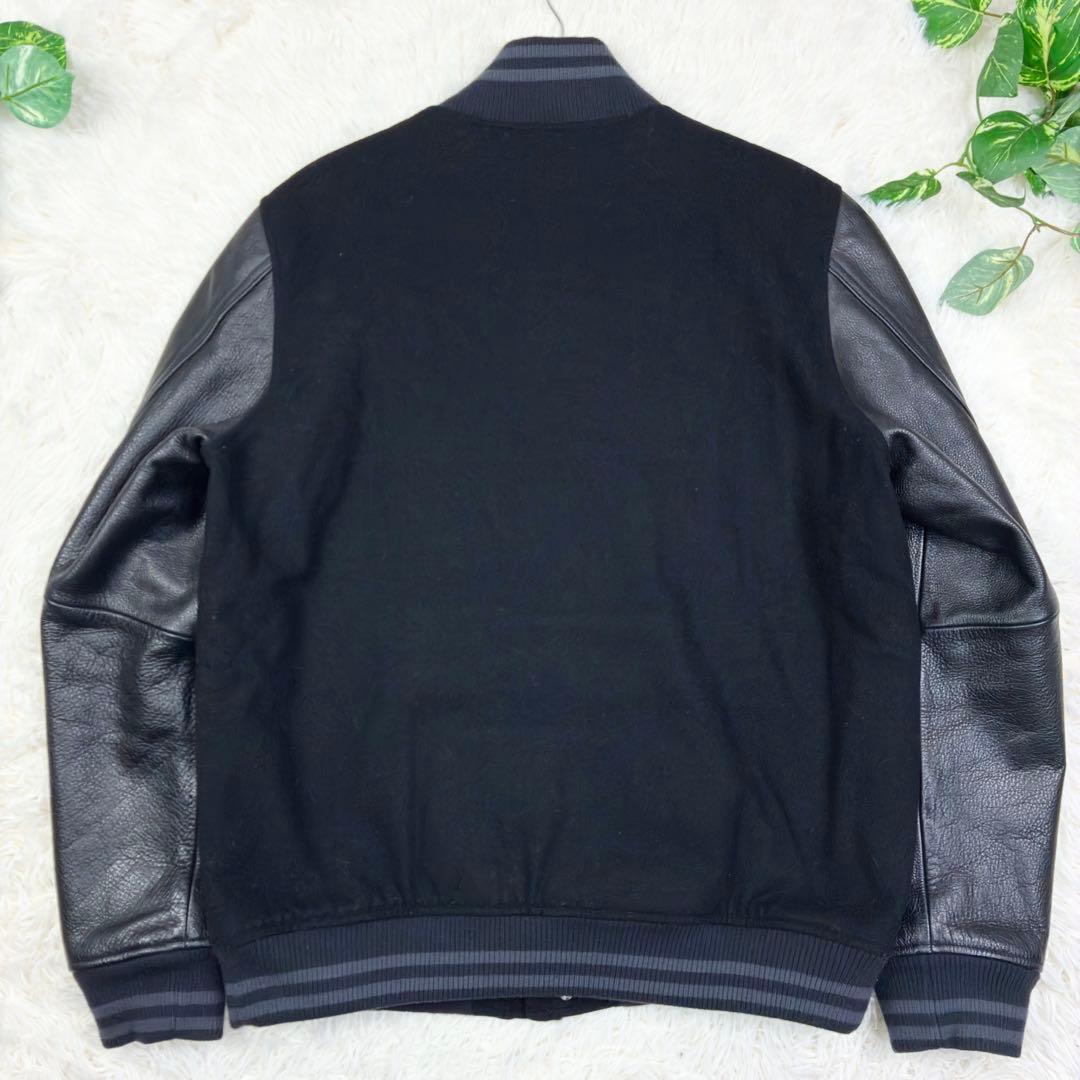 美品　ナイキ　袖レザー　デストロイヤージャケット　スタジャン　2XL　ブラック